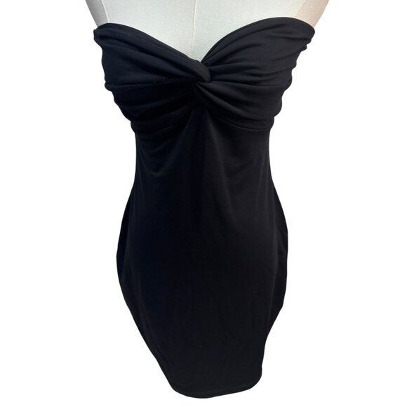 EUC Susana Monaco Strapless Twist-Front Mini Dress Black Large - Picture 1 of 6